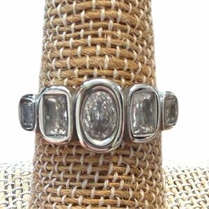 Silver Waterproof Women's Ring with Diamond Stones. Stainless Steel.
